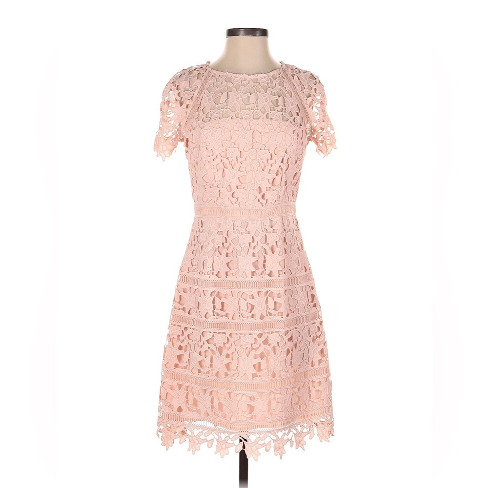 Eliza J blush crochet lace short sleeve dress